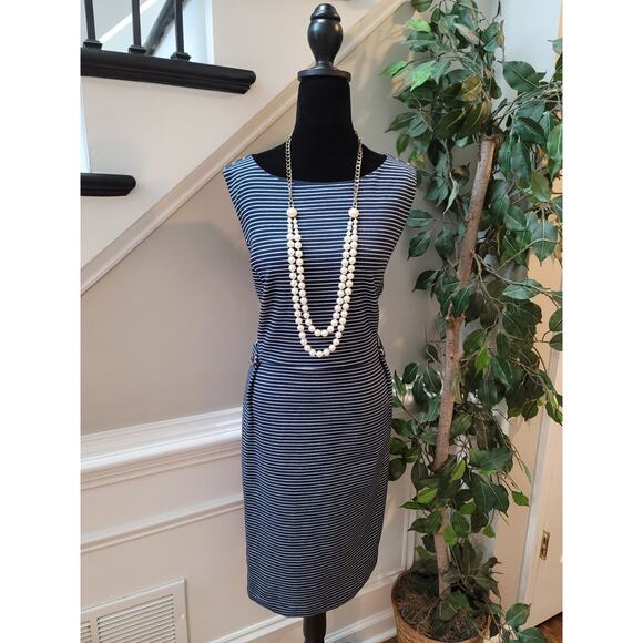 Tommy Hilfiger Dress Women Size XL Navy Blue Striped Sleeveless Casual Summer - Picture 1 of 15